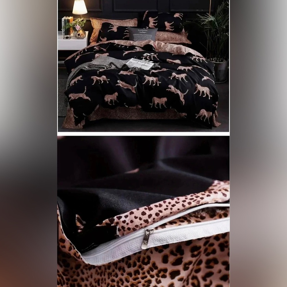 Pink & Black Cheetah Amazonia Jungle Duvet Cover Bedding set.